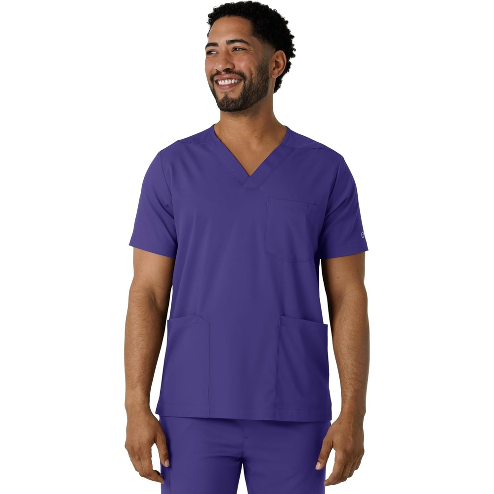 image:imageWink Boundless Mens Multi Pocket VNeck Scrub TopGrape