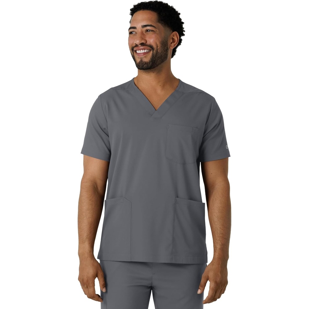image:imageWink Boundless Mens Multi Pocket VNeck Scrub TopPewter