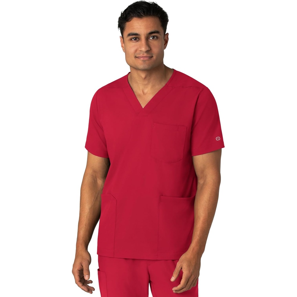 image:imageWink Boundless Mens Multi Pocket VNeck Scrub TopRed