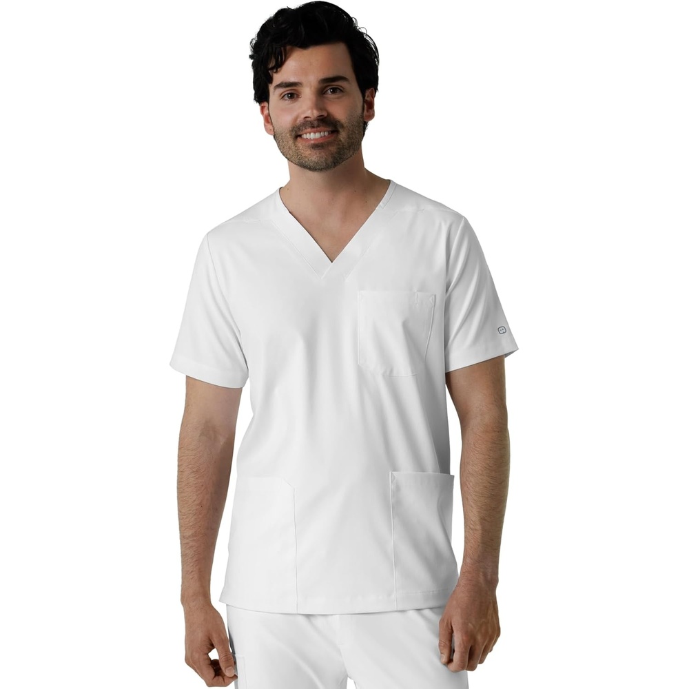 image:imageWink Boundless Mens Multi Pocket VNeck Scrub TopWhite