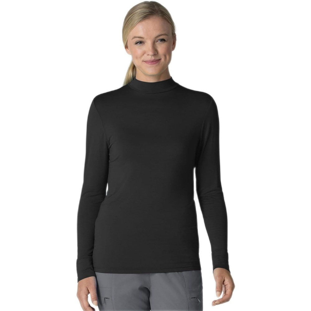 image:imageWink Layers Womens Long Sleeve Mock Neck Silky TeeBlack