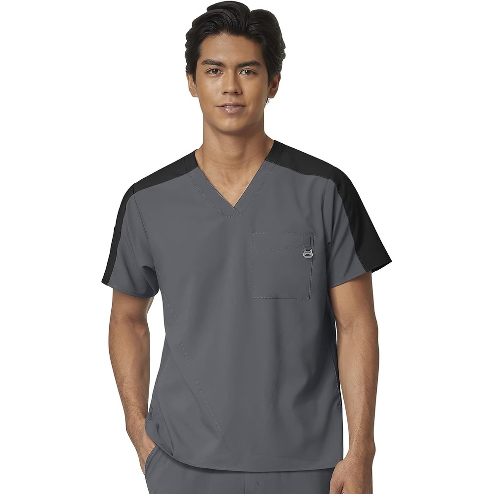 image:imageWink Mens Mens Colorblock Scrub TopPewter