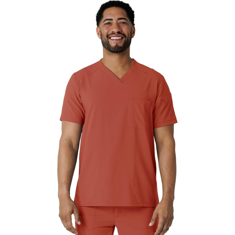 image:imageWink Renew Mens VNeck 5 Pocket Scrub TopMineral Red