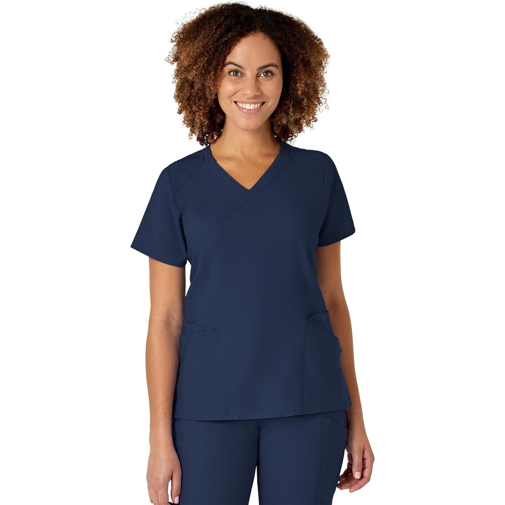 image:imageWink W123 Womens Mock Wrap Scrub Top Navy 2XS