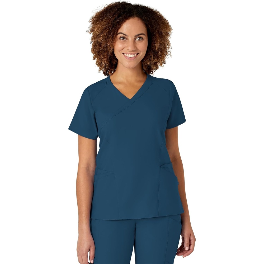image:imageWink W123 Womens Mock Wrap Scrub TopCaribbean Blue