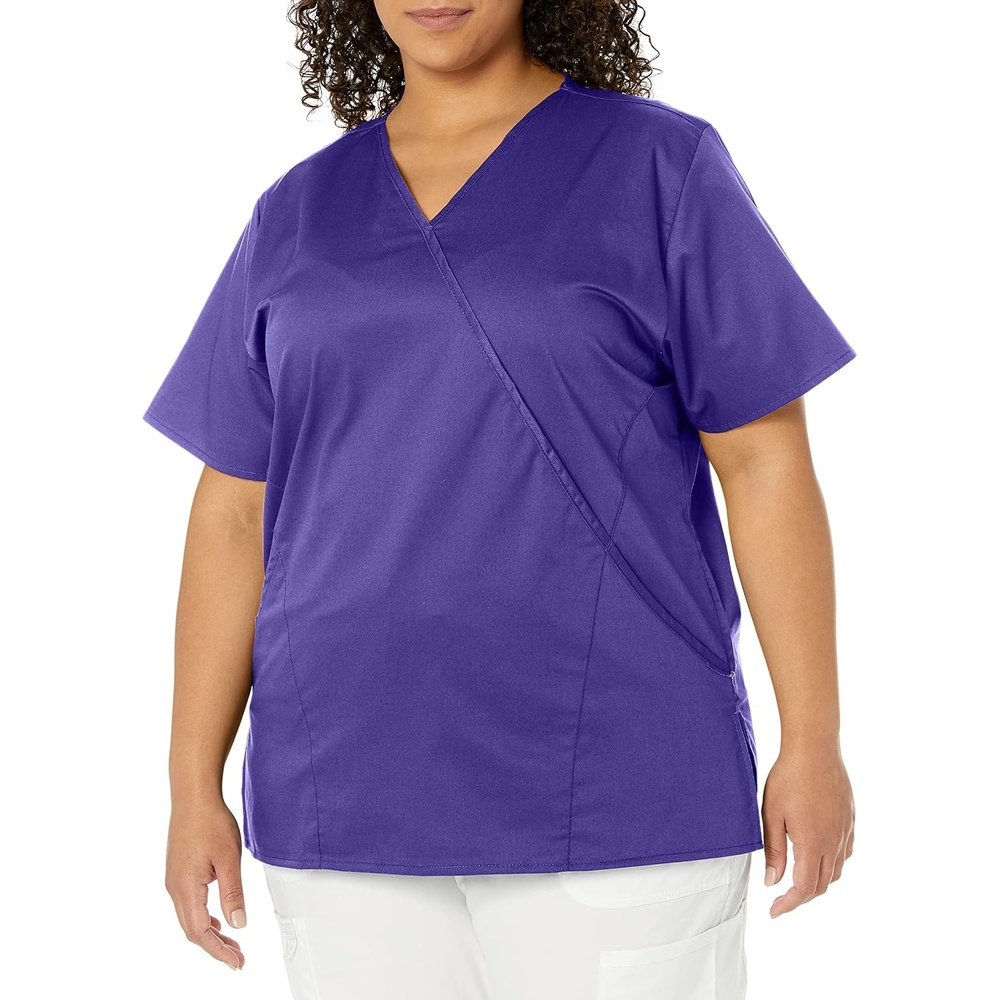 image:imageWink W123 Womens Mock Wrap Scrub TopGrape