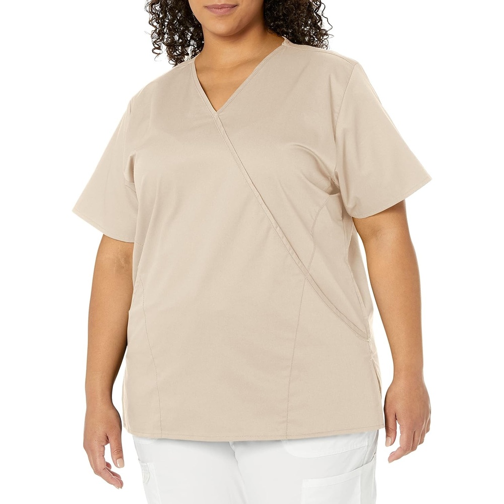 image:imageWink W123 Womens Mock Wrap Scrub TopKhaki