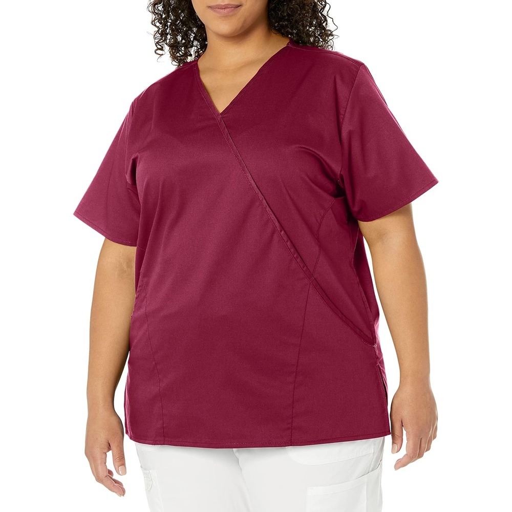 image:imageWink W123 Womens Mock Wrap Scrub TopWine