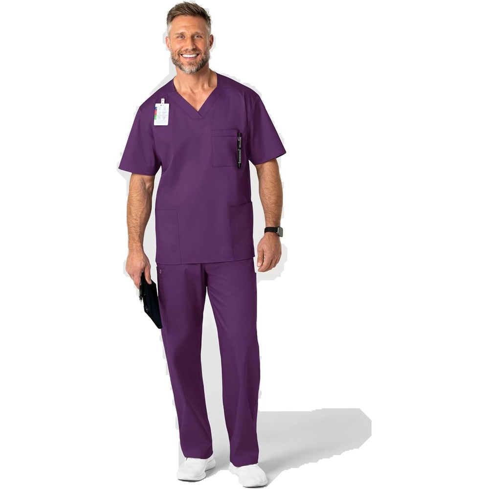 image:imageWonderWink Mens Big Wonderwork Big Mens V Neck Scrub TopEggplant
