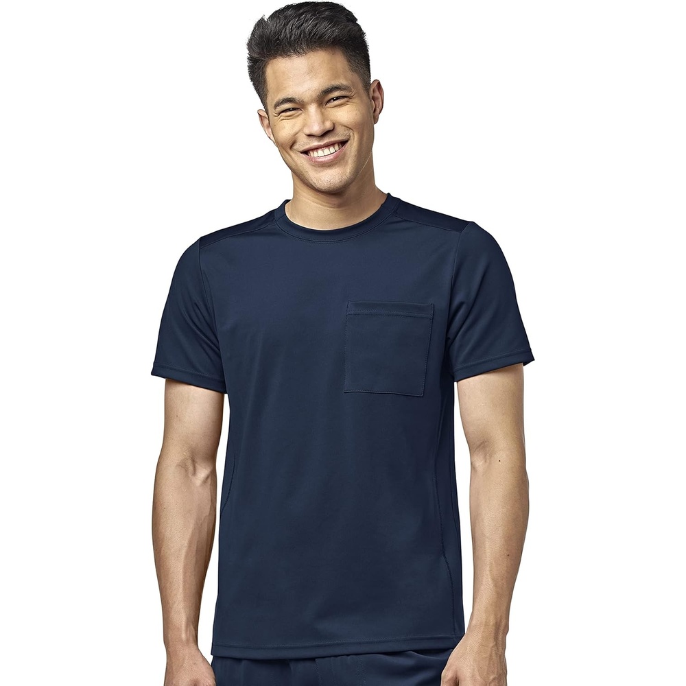 image:imageWonderWink Mens Moto Knit Crew Neck Top Medical Scrubs Navy Large US