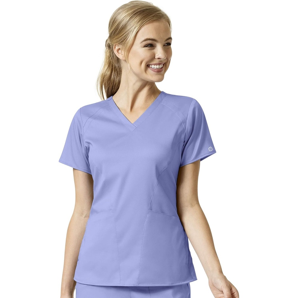 image:imageWonderWink Womens Four Pocket VNeck Top Medical Scrubs Shirt Ceil Blue XSmall US