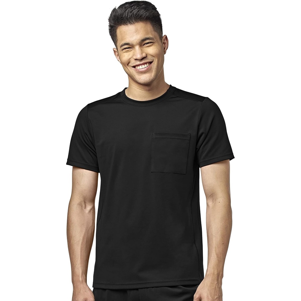 image:imageWonderWink mens Mens Moto Knit Crew Neck Top Medical Scrubs Black XXLarge US
