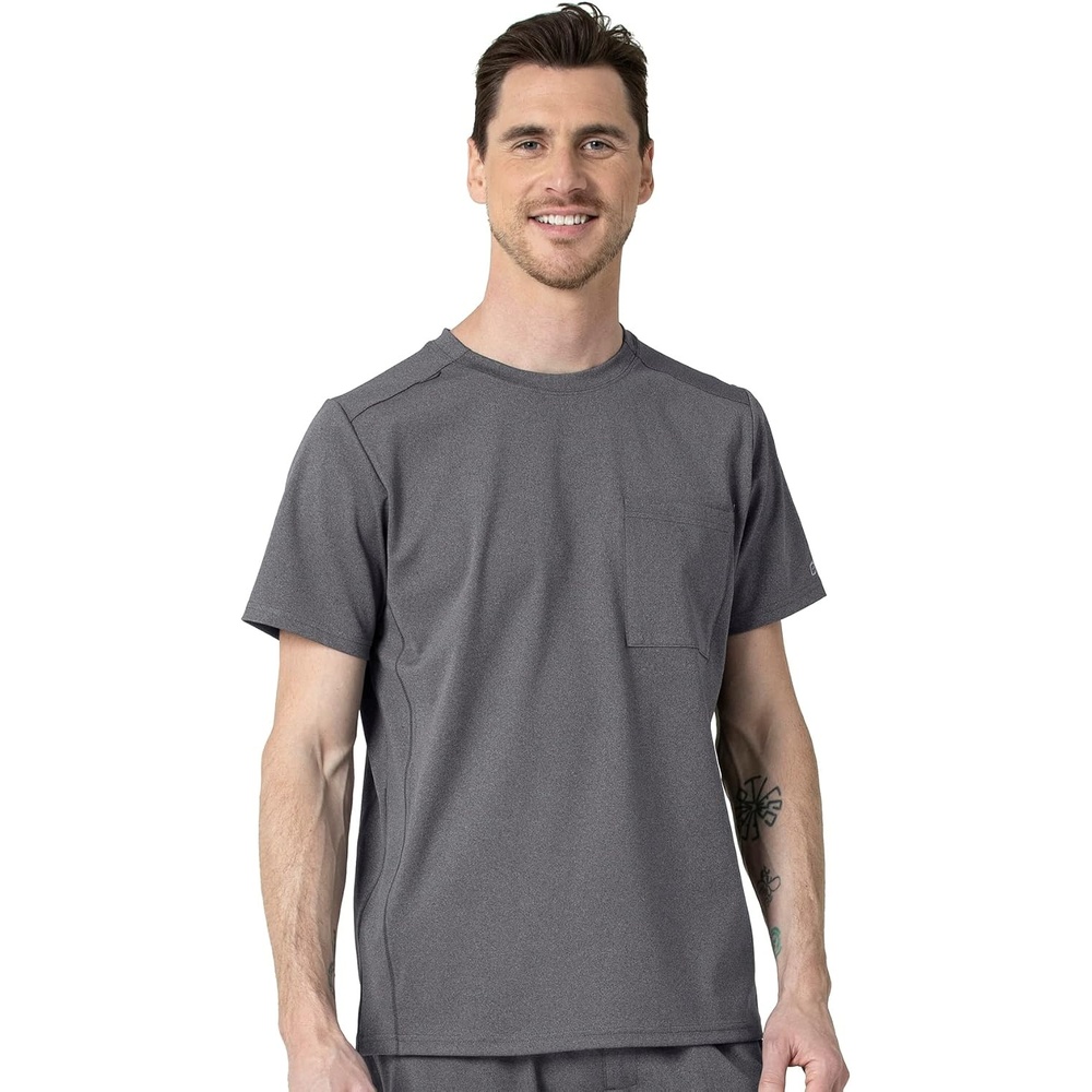 image:imageWonderWink mens Mens Moto Knit Crew Neck Top Medical Scrubs Pewter Heather XLarge US