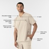 WINK W123 Men’s V-Neck Scrub Top(Khaki)
