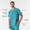 WINK W123 Men’s V-Neck Scrub Top(Teal Blue)