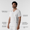 Wink Boundless Men’s Multi Pocket V-Neck Scrub Top(White)