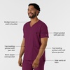 Wink Boundless Men’s Multi Pocket V-Neck Scrub Top(Wine)