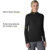 Wink Layers Women’s Long Sleeve Mock Neck Silky Tee(Black)