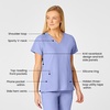 Wink W123 Women’s Flex Back Stylized V-Neck Scrub Top, Ceil Blue, 2X