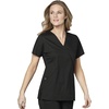 Wink W123 Women’s Mock Wrap Scrub Top(Black)