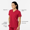 Wink Women’s Women’s Flex-n-Reach V-Neck Scrub Top(Red)