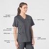 Wink WonderWORK Women’s V-Neck Scrub Top, Pewter, S