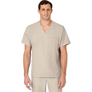 WINK W123 Men’s V-Neck Scrub Top(Khaki)