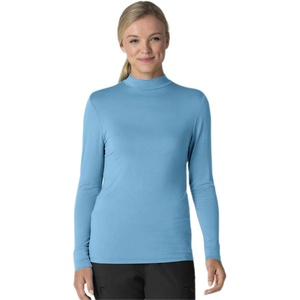 Wink Layers Women’s Long Sleeve Mock Neck Silky Tee(Bay Blue)