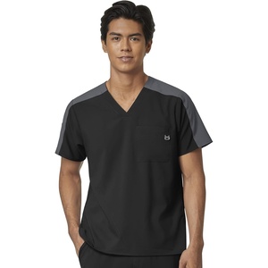 Wink Men’s Men’s Colorblock Scrub Top(Black)