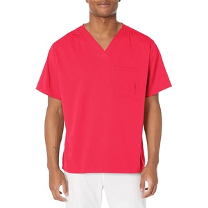 Wink Men’s Men’s V-Neck Scrub Top(Red)