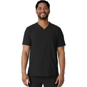 Wink Renew Men’s V-Neck 5 Pocket Scrub Top(Black)