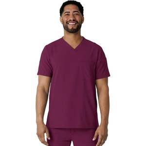 Wink Renew Men’s V-Neck 5 Pocket Scrub Top(Wine)