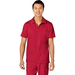 Wink W123 Men’s Collar Scrub Top(Red)