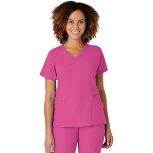 Wink W123 Women’s Mock Wrap Scrub Top(Hot Pink)