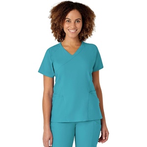 Wink W123 Women’s Mock Wrap Scrub Top(Teal Blue)