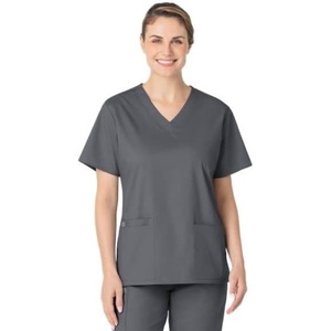 Wink WonderWORK Women’s V-Neck Scrub Top, Pewter, S
