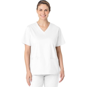 Wink WonderWORK Women’s V-Neck Scrub Top, White, 4XL