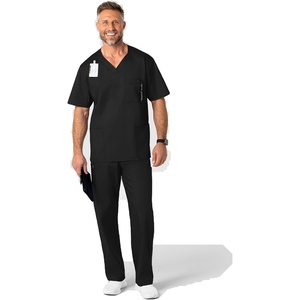 WonderWink Men’s Big Wonderwork Big Men’s V Neck Scrub Top(Black)