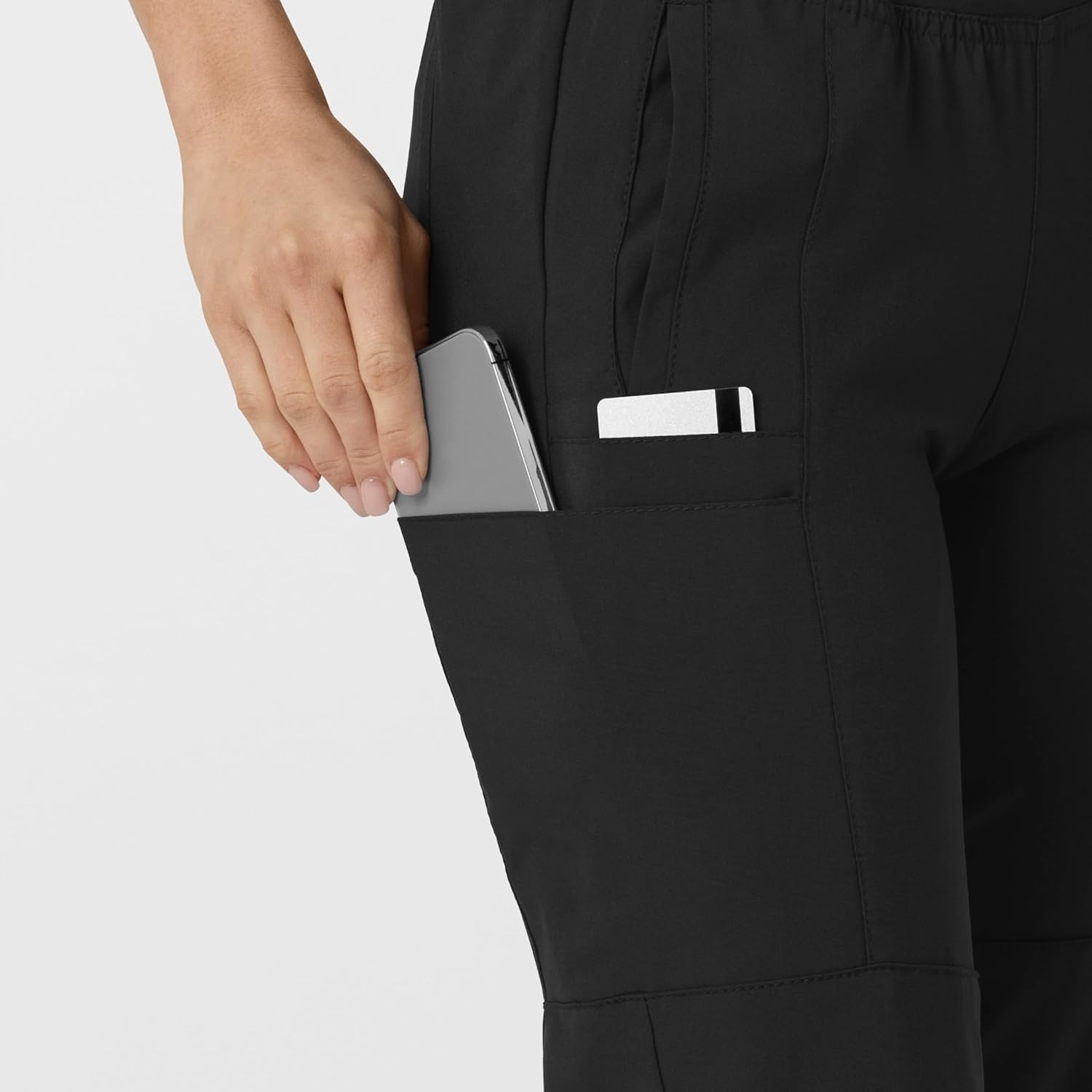 image:imageWINK Scrubs for Women W123 Comfort Waist Cargo Joggers Pants with 8 PocketsBlack