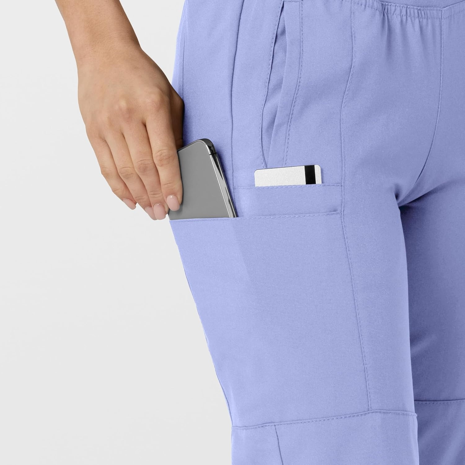 image:imageWINK Scrubs for Women W123 Comfort Waist Cargo Joggers Pants with 8 PocketsCeil Blue
