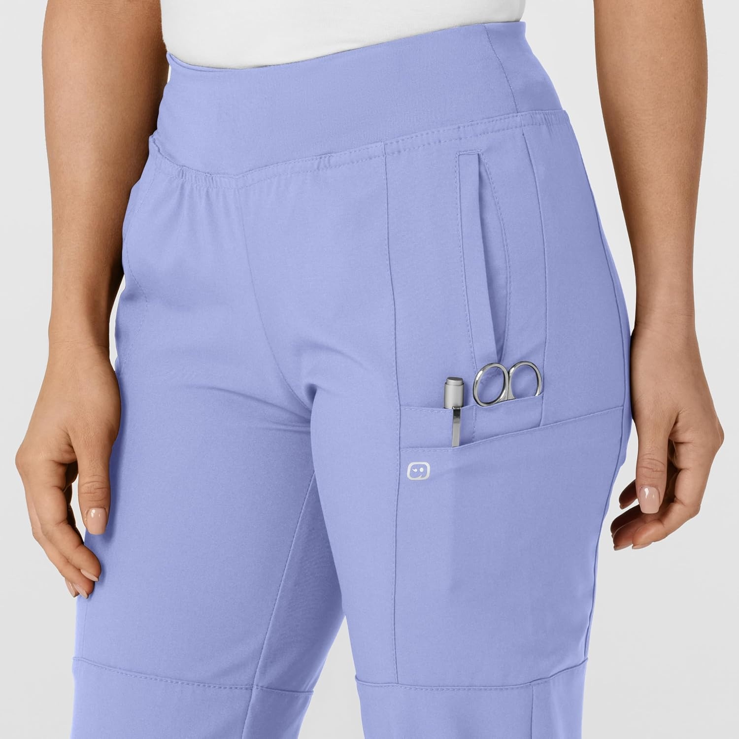 image:imageWINK Scrubs for Women W123 Comfort Waist Cargo Joggers Pants with 8 PocketsCeil Blue