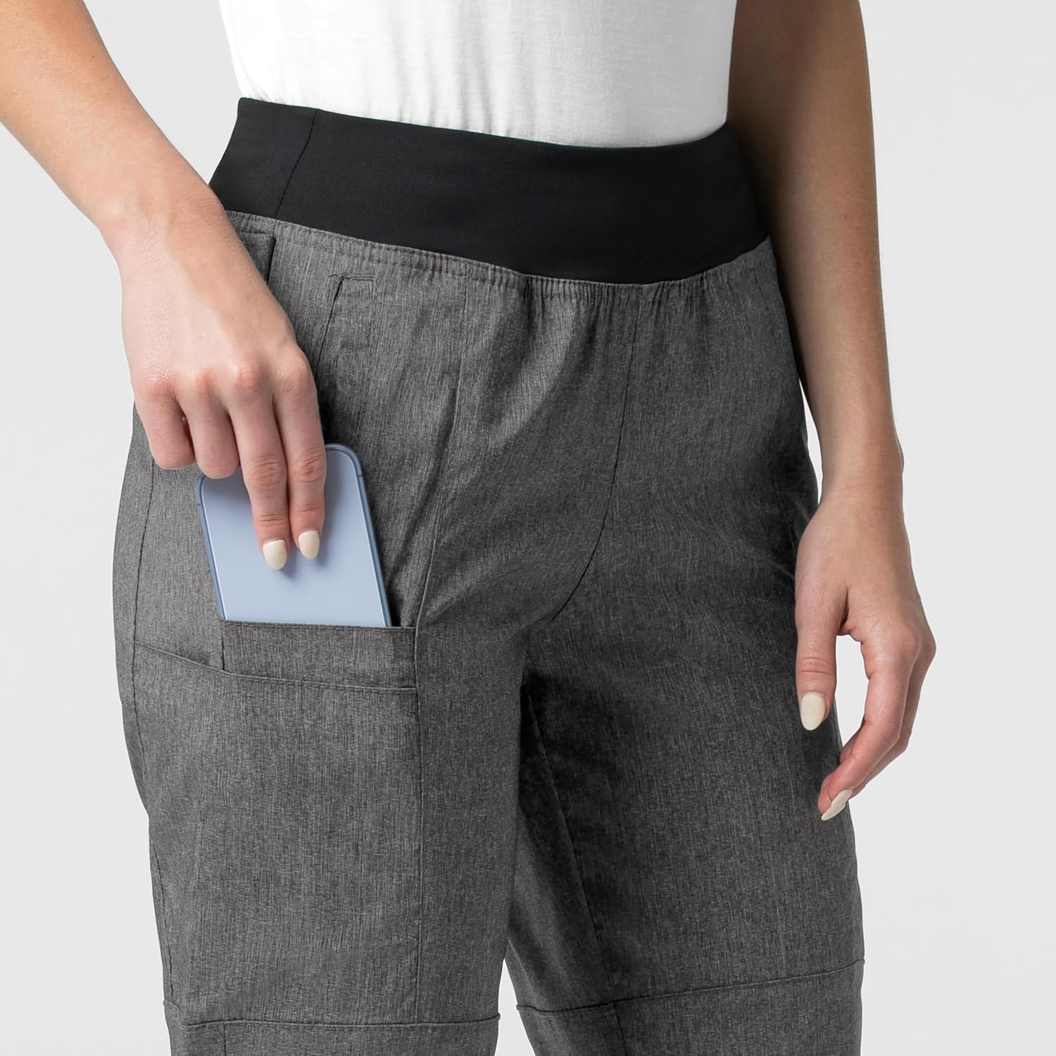 image:imageWINK Scrubs for Women W123 Comfort Waist Cargo Joggers Pants with 8 PocketsCharcoal Heather