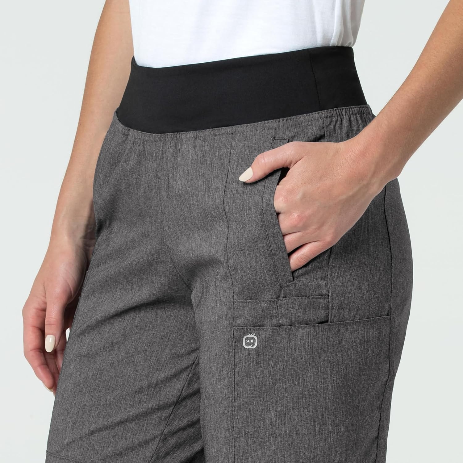 image:imageWINK Scrubs for Women W123 Comfort Waist Cargo Joggers Pants with 8 PocketsCharcoal Heather