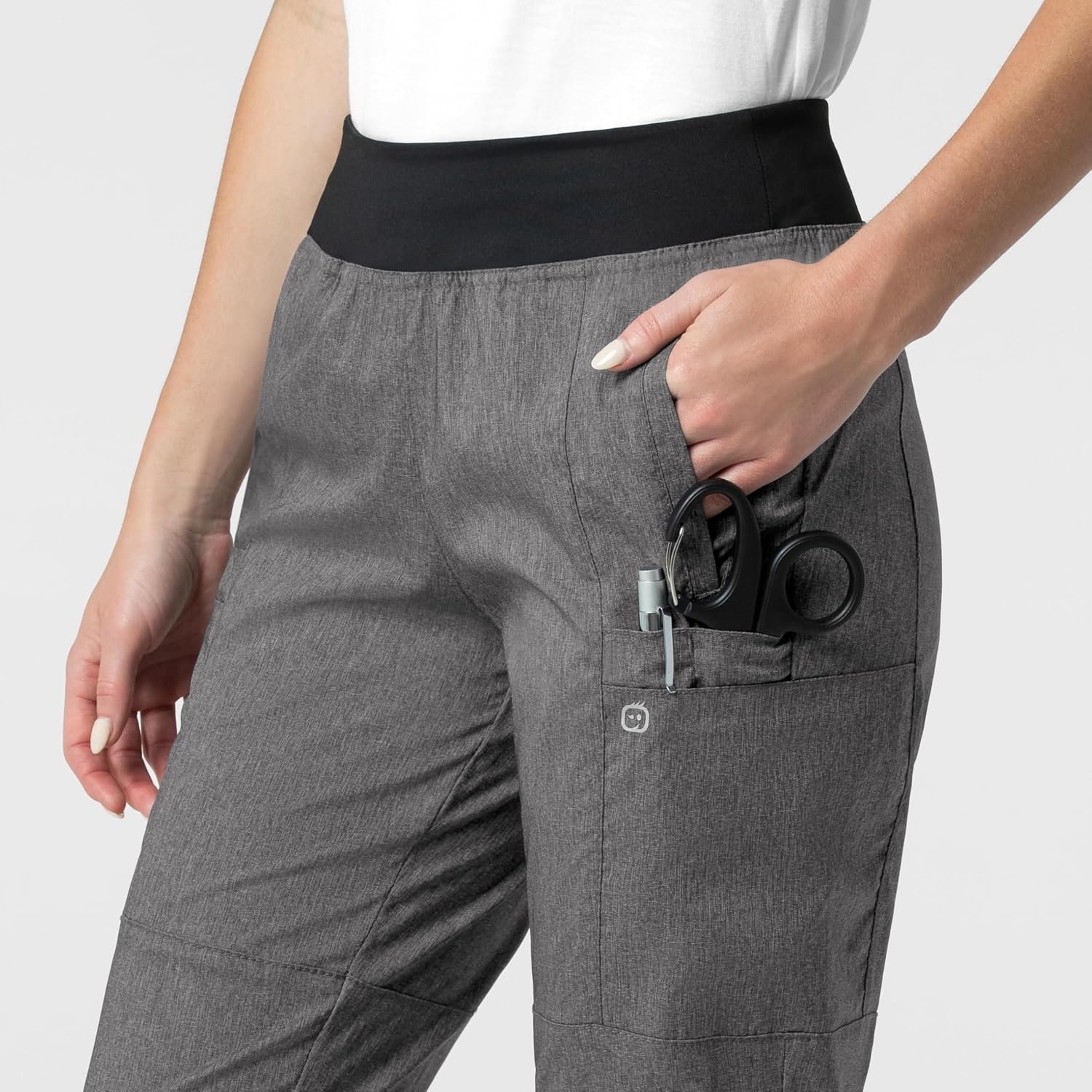 image:imageWINK Scrubs for Women W123 Comfort Waist Cargo Joggers Pants with 8 PocketsCharcoal Heather