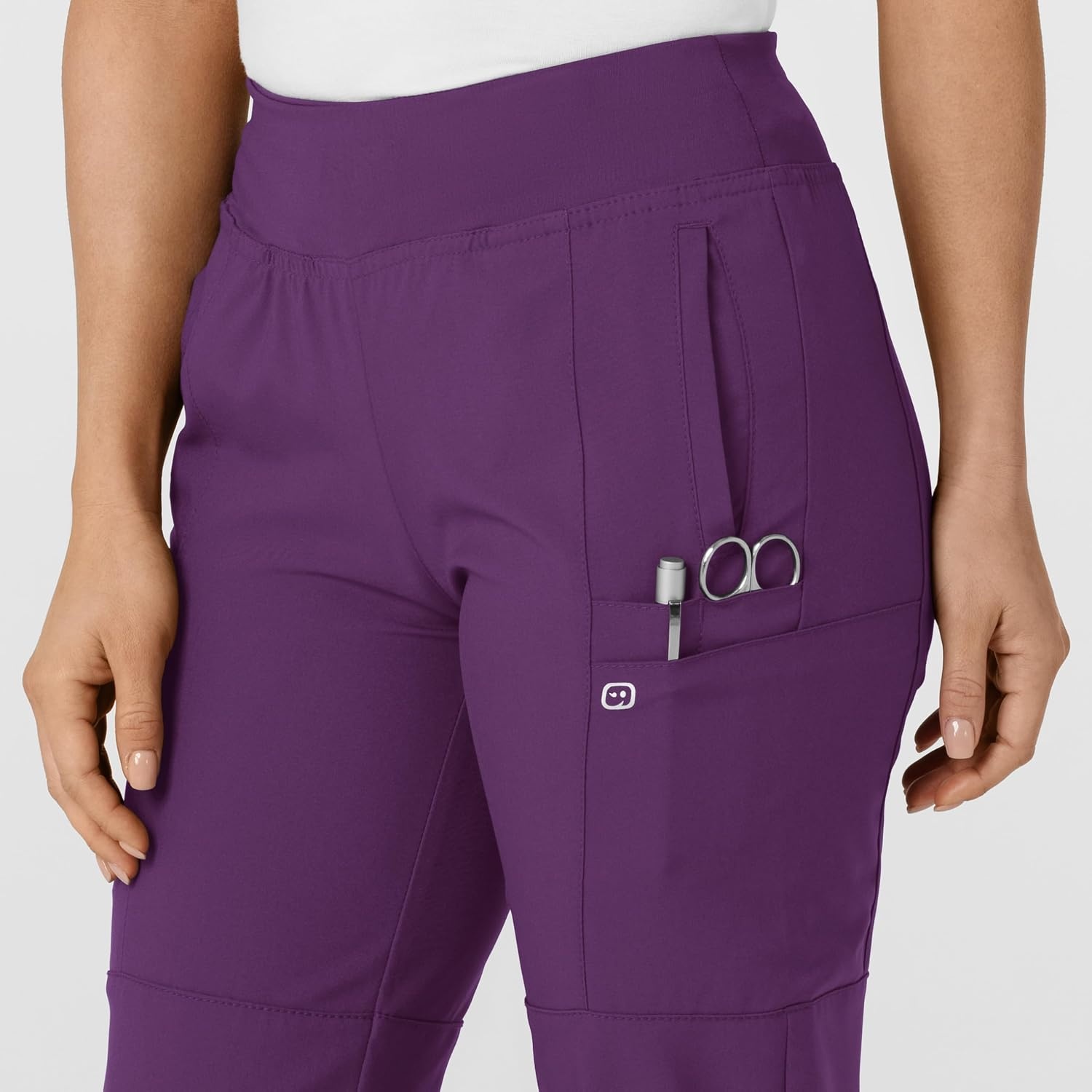 image:imageWINK Scrubs for Women W123 Comfort Waist Cargo Joggers Pants with 8 PocketsEggplant