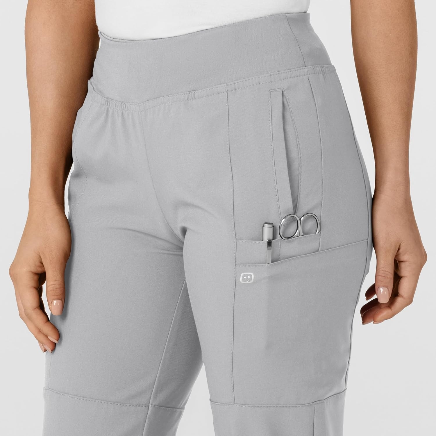 image:imageWINK Scrubs for Women W123 Comfort Waist Cargo Joggers Pants with 8 PocketsGrey