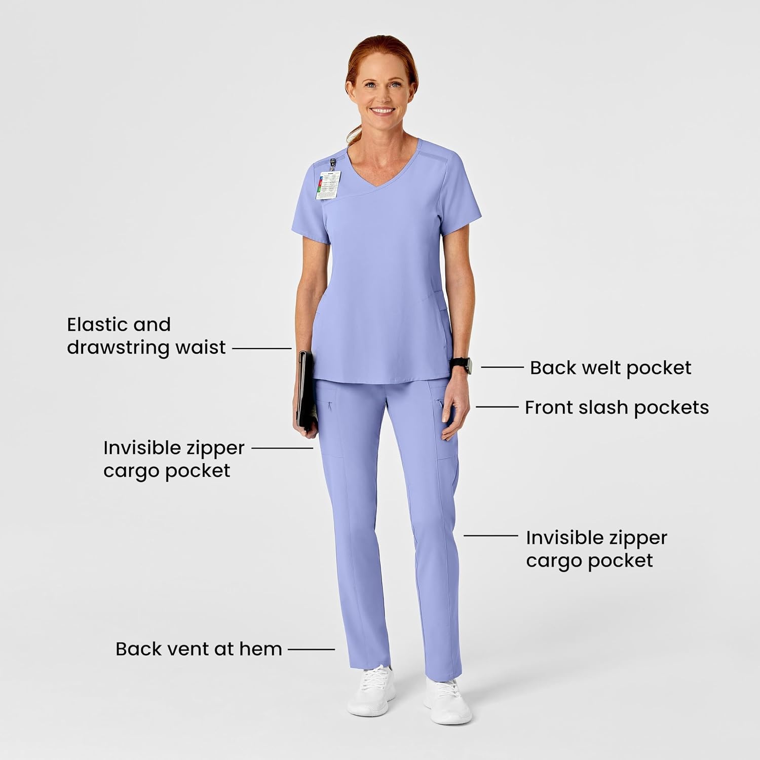 image:imageWink Renew Womens High Waist Slim Leg Scrub PantCeil Blue
