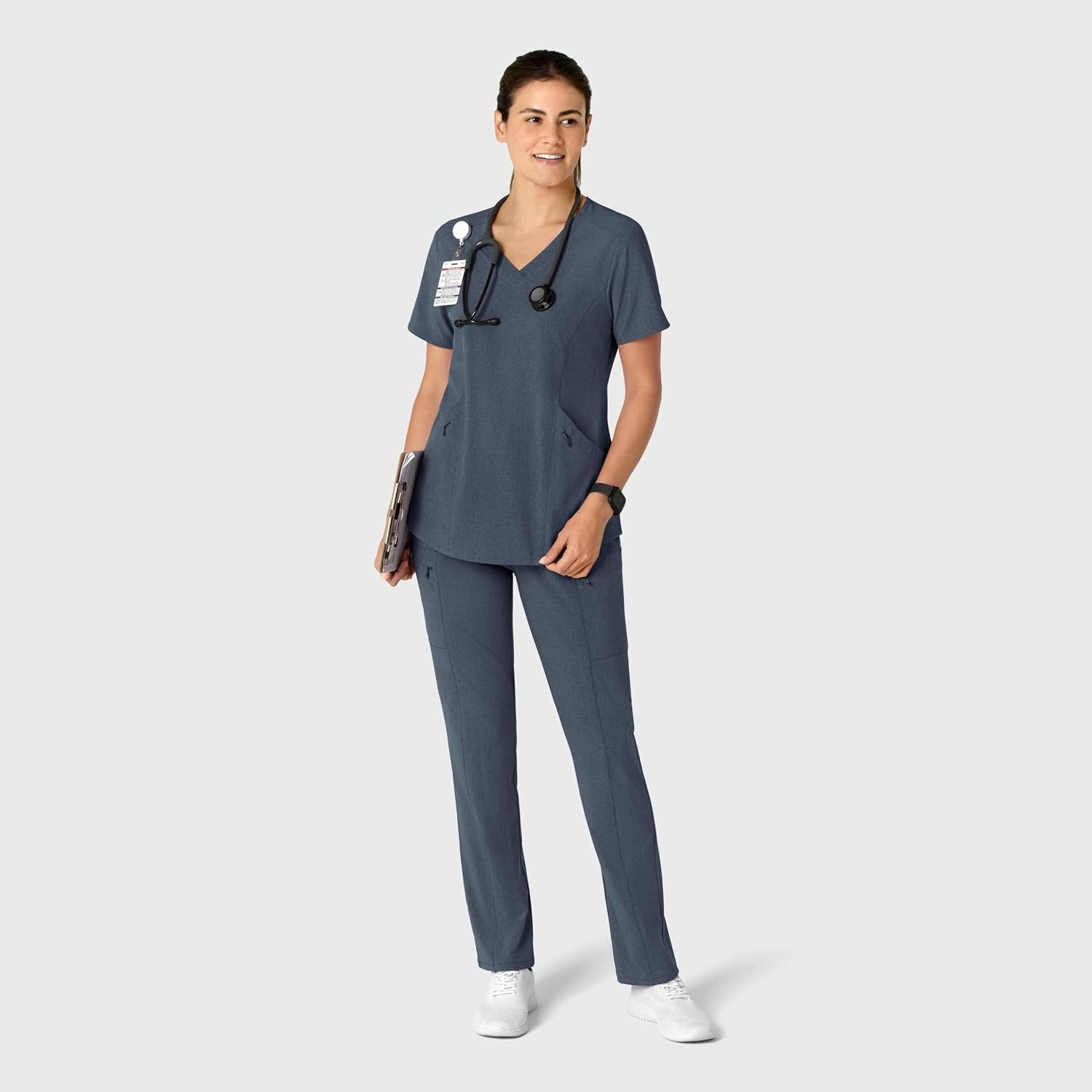image:imageWink Renew Womens High Waist Slim Leg Scrub PantNavy Heather