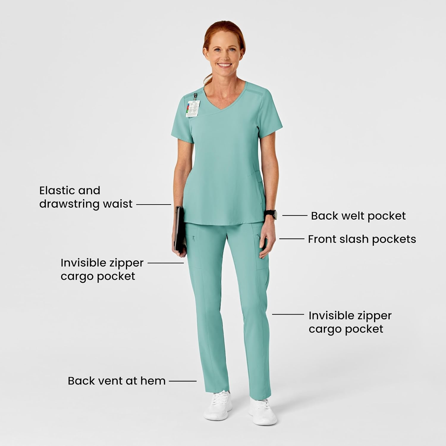 image:imageWink Renew Womens High Waist Slim Leg Scrub PantTurquoise