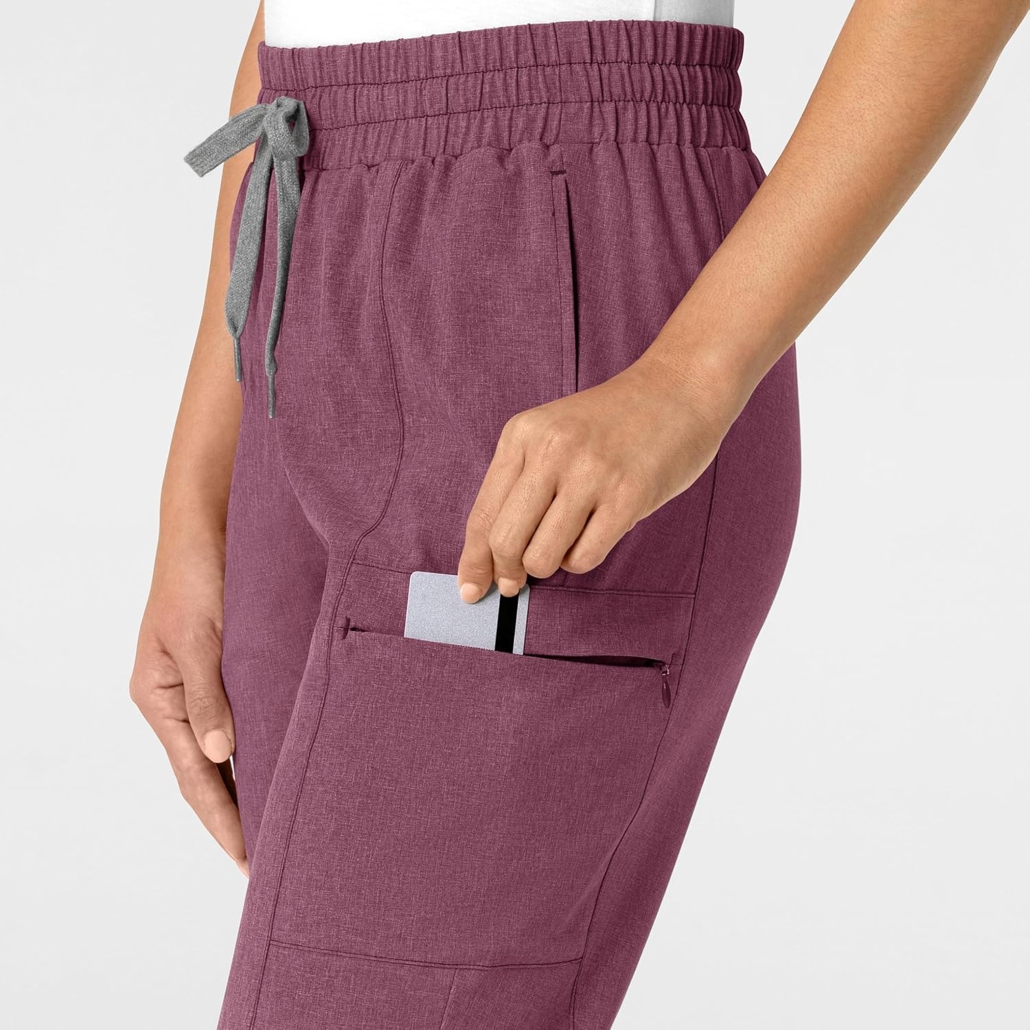 image:imageWink Renew Womens High Waist Slim Leg Scrub PantWine Heather
